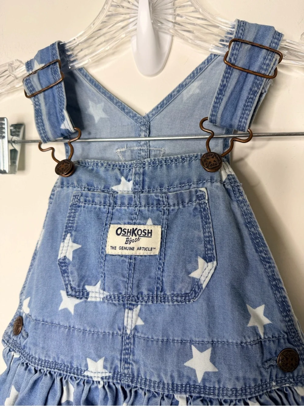OshKosh B'gosh girls Blue Star Denim Overall Dress cotton